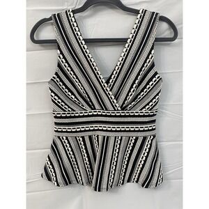 Vanessa Virginia by Anthropologie Peplum Top Women‎ Size XS Black & White